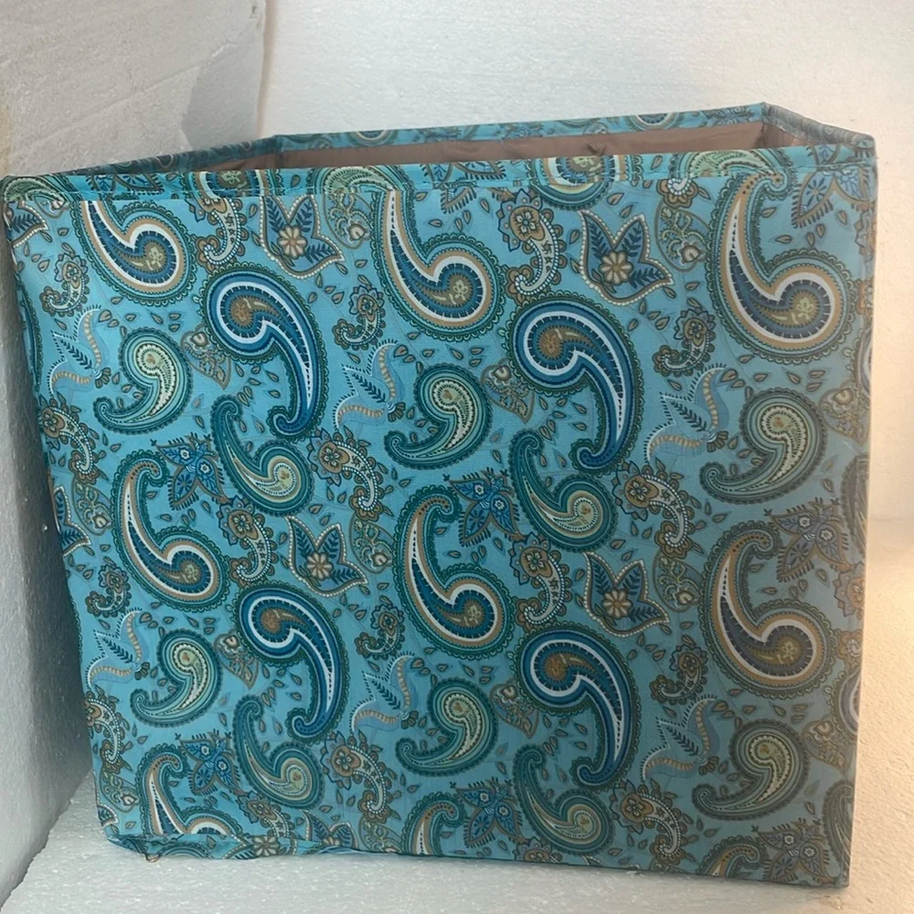 Joy Mangano collapsible storage cube organizer Paisley floral compartments zip